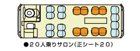 小型バス（サロン仕様）20人乗り　座席表